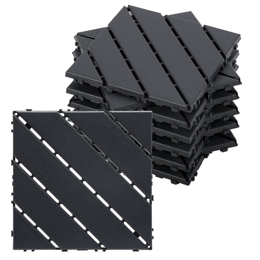 SWANEW 30x30cm PP Terrassenfliesen, PP-Klickfliesen, Kunststoff-Bodenbelag