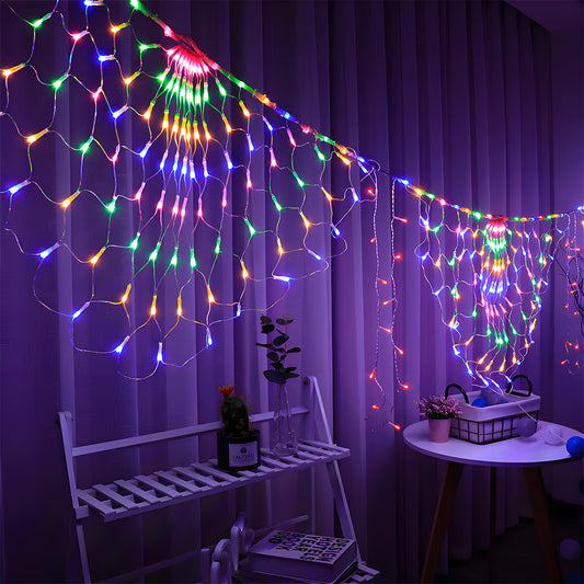 SWANEW LED Lichternetz Außen LED Lichtervorhang Lichterkette Netzlicht mit 8 Modi,  Memory-Funktion, IP44 Wasserdicht [Energieklasse G]