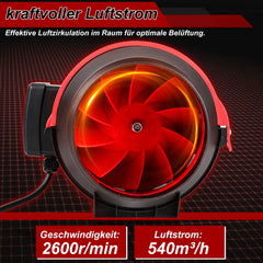 SWANEW Rauchabzug Rohrventilator Inline-Kanalventilator Abluftventilator mit variabler Geschwindigkeitskontrolle Rohrlüfter Belüftung Lüfter [Energieklasse F]