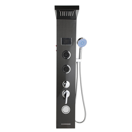 SWANEW LED Duschpaneel, Regendusche Duschsystem mit Temperaturanzeige, 5 Funktionen Duschsäule,Verstellbare Massagedüsen