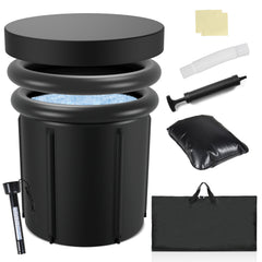 SWANEW Eisbad Eisbaden Tonne 80 cm, Faltbare Badewanne 390L,  Kältetherapie Set mit 5 Isolierschichten, Aufblasbare Eistonne-Set für Zuhause