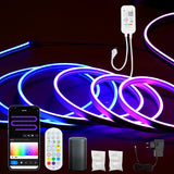 SWANEW 2-10M Neon LED Strip RGBIC Flex Schlauch Wasserfest, Diffus, Dimmbar, App-Steuerung