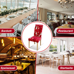 SWANEW Weihnachtliche Stuhlhussen 6/12er Set, Elastische Universelle Stuhlbezüge
