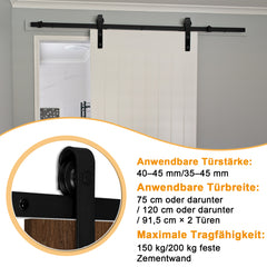 SWANEW Schiebetürbeschlag Schiebetürsystem Zubehörteil HolzSchiebetür Set mit Laufrollen und Schiene für schiebetür Zubehör Kohlenstoffstahl