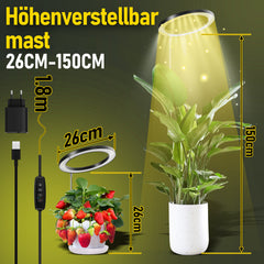 SWANEW 13W Pflanzenlampe 120 Leds 6000K Vollspektrum, Pflanzenlicht für Zimmerpflanzen mit 3/9/12 Auto-Timer, 10 Helligkeit, 4 Lichter Modi, Höhenverstellbar [Energieklasse F]