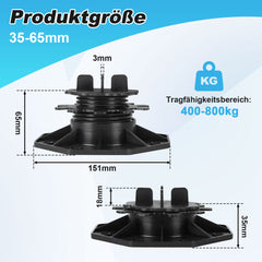 SWANEW Stelzlager Höhenverstellbar, Terrassenlager, Fliesen Plattenlager, 19-140mm