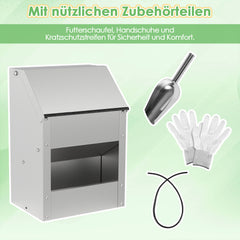 SWANEW Hühnerfutterautomat, Futterspender Hühner, 4.5/11.5kg, mit Deckel & Wandhalterung