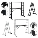 SWANEW Mehrzweckleiter, Arbeitsgerüst, bis max. 150 Kg, 4 in 1 Aluminium Leiter, 6+6 Stufen