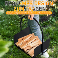 SWANEW Holzkorb für Kaminholz Metall, Tragbarer Kaminholzkorb, Brennholzregal
