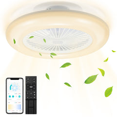 SWANEW 80W Deckenventilator mit Beleuchtung und Fernbedienung WLAN Ø55 cm, 6 Geschwindigkeiten, Dimmbar, Timer, Sommer-Winterbetrieb für Schlafzimmer Wohnzimmer [Energieklasse E]