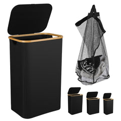 SWANEW Wäschekorb mit Deckel, Waschesammler, 2Fächer, 100L/145L/160L