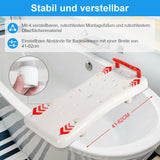 SWANEW Badewannensitz Senioren, Badewannenbrett zum Sitzen, Sitzbrett für Badewanne mit Rot Griff, Brett für Wannensitz Plastik, Stuhl für Badezimmer Ältere, Tragkraft 150 kg