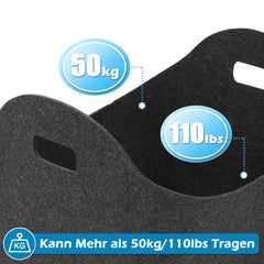 SWANEW Filzkorb Kaminholz Feuerholzkorb, Filztasche Holzkorb, Gross 44 * 31 * 34cm