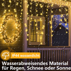 SWANEW LED Eisregen lichterkette, 5m/10m/15m LED Lichtervorhang, IP44 Außen weihnachtsbeleuchtung