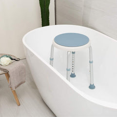 SWANEW Duschhocker für Senioren, 360°Drehbarer Runder Badhocker, höhenverstellbarer,Rutschfester Badezimmerhocker,Duschhilfe，belastbar bis 136 kg