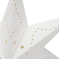 SWANEW Weihnachtsstern Tischlampe, Holzsockel, Weißer 3D-Papierstern φ42cm, Dekorative Papierstern Weihnachten Tischlampe mit Kabelschalter, E14, inkl. Leuchtmittel