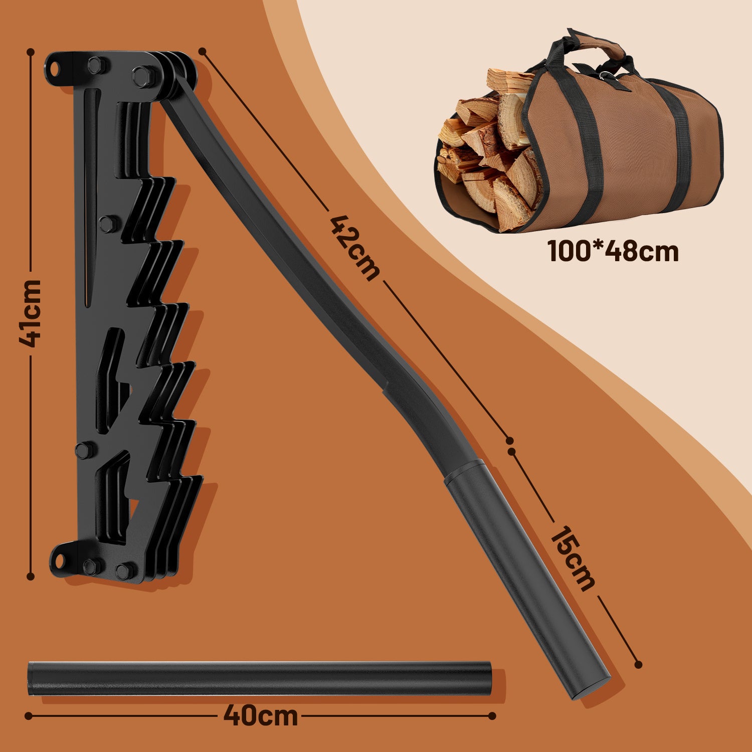 SWANEW Manueller Holzspalter mit langen Handgriff, Handholzspalter, Wandhalterung Brennholzspalter