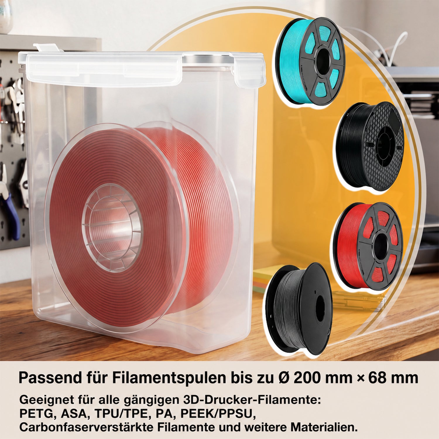 SWANEW 3D Filament Aufbewahrungsbox 4L, PP-Box für 3D Druck Filament