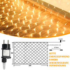 SWANEW LED Lichternetz Außen LED Lichtervorhang Lichterkette Netzlicht mit 8 Modi,  Memory-Funktion, IP44 Wasserdicht [Energieklasse G]