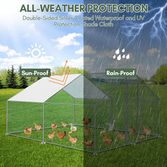 SWANEW Hühnerstall 3x3x2m Hühnerhaus Kleintierstall Freilaufgehege Kleintiergehege Voliere Freigehege Hühnerkäfig Geflügelstall Verzinkter Stahlrahmen mit Dach