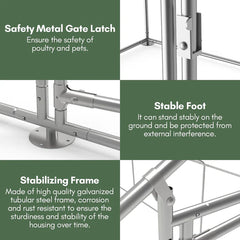 SWANEW Hühnerstall 3x3x2m Hühnerhaus Kleintierstall Freilaufgehege Kleintiergehege Voliere Freigehege Hühnerkäfig Geflügelstall Verzinkter Stahlrahmen mit Dach