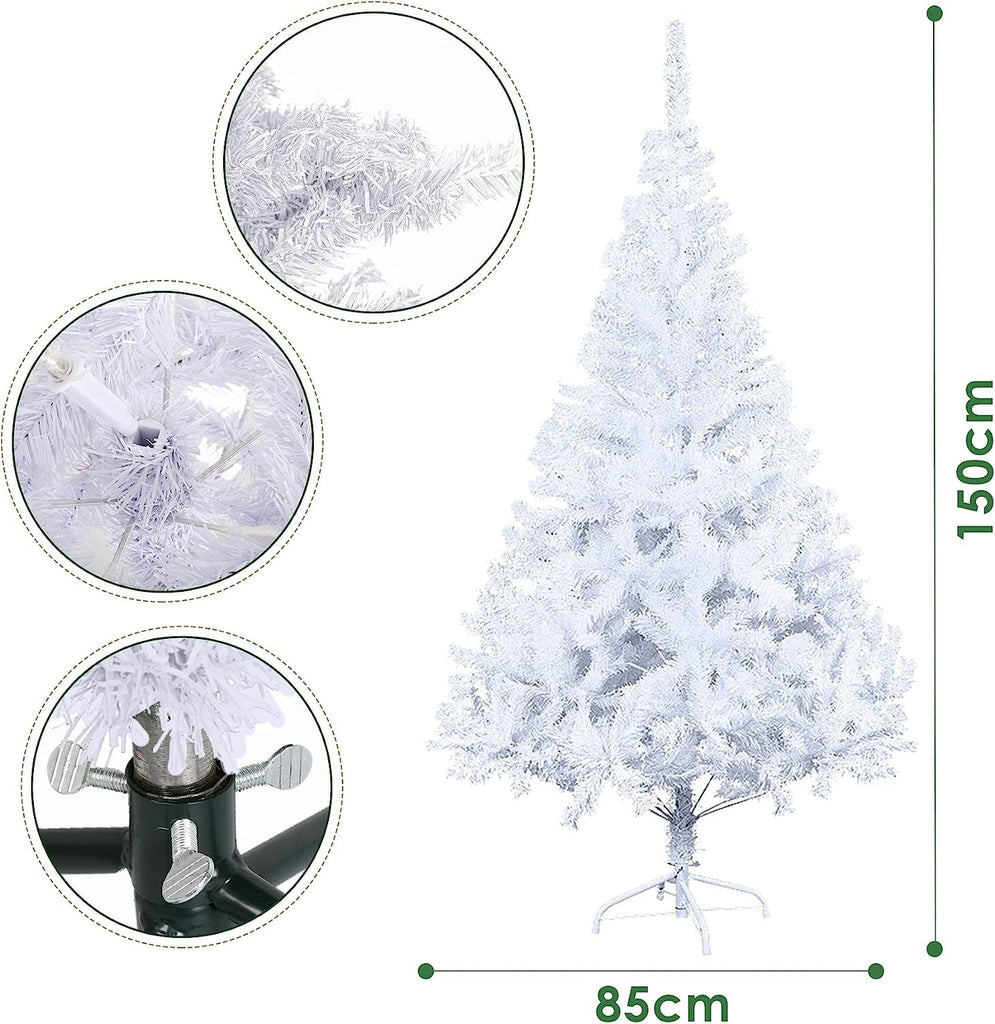 Weihnachtsbaum, künstlich Christbaum mit 200 Spitzen, Schwer Entflammbar, PVC Tannenbaum Weiß 120CM/150CM