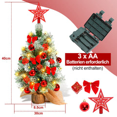 SWANEW Mini Weihnachtsbaum mit LED Beleuchtung, 40CM Tannenbaum Dekoration