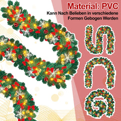 SWANEW 5m Weihnachtsgirlande mit 100 warmweißen LEDs Weihnachtsdeko Kranz Tannengirlande mit Kugeln Lichterkette