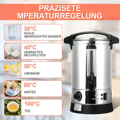 SWANEW Glühweinkocher 8L Glühweinkessel Edelstahl mit Auffangschale Zapfhahn Temperatureinstellung 30-110°C Glühweinautomat Heißgetränkespender