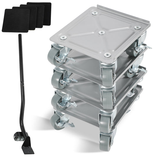 SWANEW Möbelroller Set Max 600KG, Transportroller 5 Räder Drehbar mit Bremse, Möbel Transporthilfe, aus 100% Stahl