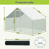 SWANEW Hühnerstall Freilaufgehege, Hühnerhaus Outdoor Geflügelstall, 3x2x2m(LxBxH)
