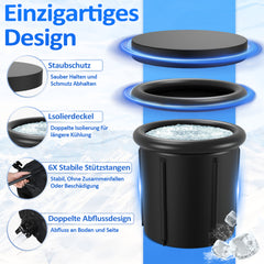 SWANEW Eisbad Eisbaden Tonne 80 cm, Faltbare Badewanne 390L,  Kältetherapie Set mit 5 Isolierschichten, Aufblasbare Eistonne-Set für Zuhause