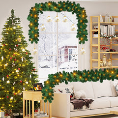 SWANEW Weihnachtsgirlande 5m 100 LEDs, Weihnachten Dekoration, Weihnachten Grüne Girlande mit Lichterkette Tannengirlande