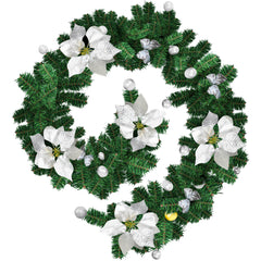 SWANEW 2.7M Weihnachtsgirlande, Künstlich Tannengirlande mit Beleuchtung inkl.Deko, Batteriebetrieben mit 50 LEDs Warmweiß, Weihnachtskranz Weihnachtsdeko Girlande