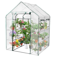 SWANEW Foliengewächshaus Gewächshaus Begehbares Gartenhäuschen Tomatenhaus