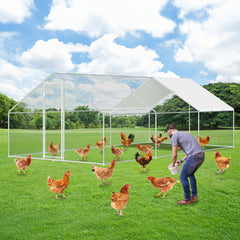 SWANEW Hühnerstall, Hühnerhaus, Freilaufgehege, 3x6x2m, Kleintierstall