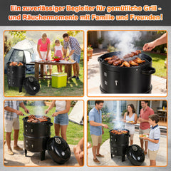 SWANEW 3 in 1 Räucherofen, Smoker Grill für Räuchern, Holzkohle Räuchertonne
