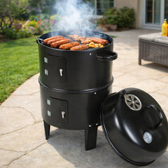 SWANEW 3 in 1 Räucherofen, Smoker Grill für Räuchern, Holzkohle Räuchertonne