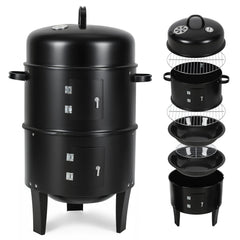 SWANEW 3 in 1 Räucherofen, Smoker Grill für Räuchern, Holzkohle Räuchertonne