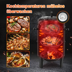 SWANEW 3 in 1 Räucherofen, Smoker Grill für Räuchern, Holzkohle Räuchertonne
