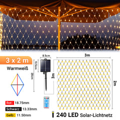SWANEW Solar LED Lichternetz, IP44 LED Lichterkette, Lichtervorhang für Fenster Garten