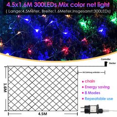 SWANEW LED Lichternetz Außen LED Lichtervorhang Lichterkette Netzlicht mit 8 Modi,  Memory-Funktion, IP44 Wasserdicht [Energieklasse G]