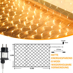 SWANEW LED Lichternetz Außen LED Lichtervorhang Lichterkette Netzlicht mit 8 Modi,  Memory-Funktion, IP44 Wasserdicht [Energieklasse G]