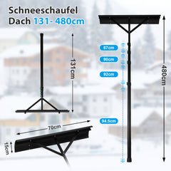SWANEW Photovoltaik Schneeschieber Mit Rollen, Dachräumer, 108-360 cm Alu teleskopierbar