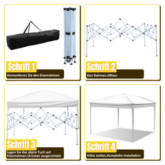 SWANEW Pavillon 3x3m, Pop-up Faltpavillon, 3 Höhenverstellbar, UV Schutz Gartenzelt