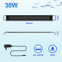 SWANEW LED Aquarium Beleuchtung 18W/30W/45W, Aquarienbeleuchtung 24/7 Modus, wasserdicht, 55-150cm, Aufsetzleuchte Vollspektrum Licht