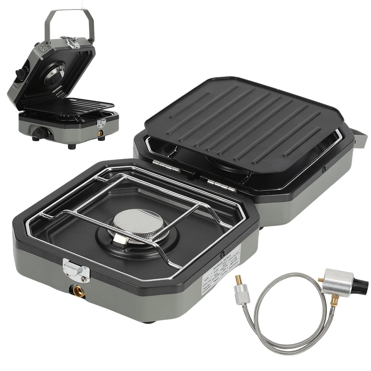 SWANEW Campingkocher 2 flammig Faltbarer Gas 4.6kw 2in1 Outdoor Gaskocher