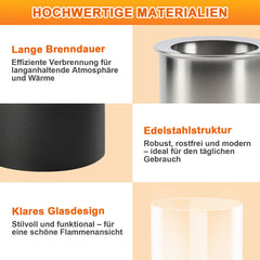 SWANEW Bioethano Tischkamin, Dekokamin, Rund Tischfeuer, 12 x 22 cm