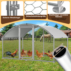 SWANEW Hühnerstall Freilaufgehege, 3x2x2m Kuppel Dach Hühnerhaus