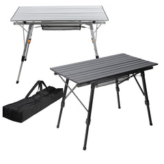 SWANEW Campingtisch Klapptisch Höhenverstellbar, Campingtisch Klappbar, Camping Tisch mit Aufrollbarer Tischplatte und Tragetasche, Aluminiumrahmen